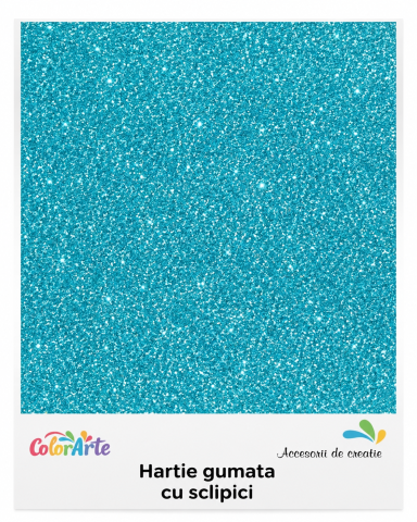 Hartie Gumata - Hartie gumata cu sclipici A4, 2 mm, albastru, set 10 coli