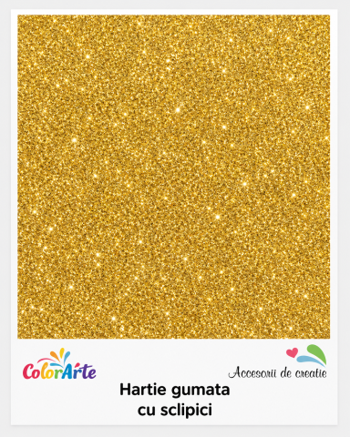 Hartie Gumata - Hartie gumata cu sclipici A4, 2 mm, auriu, set 10 coli