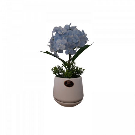 Decoratiuni - Hortensie albastra artificiala decorativa in ghiveci ceramic