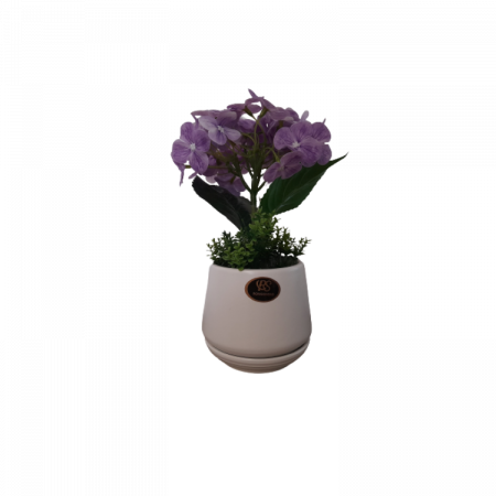 Decoratiuni - Hortensie mov artificiala decorativa in ghiveci ceramic