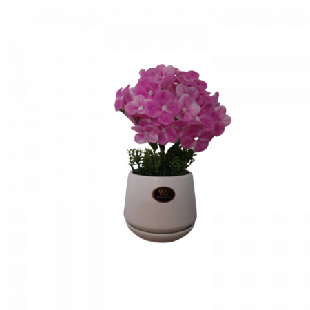 Decoratiuni - Hortensie roz artificiala decorativa in ghiveci ceramic