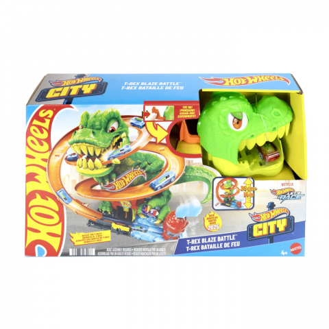 Jocuri si articole copii - HOT WHEELS CITY SET STATIA DE POMPIERI SI BATALIA CU TREX