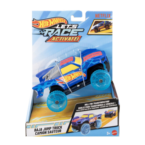Avioane si Elicoptere jucărie - HOT WHEELS LETS RACE ACTIVATE MASINUTA BAJA JUMP TRUCK SCARA 1 LA 32