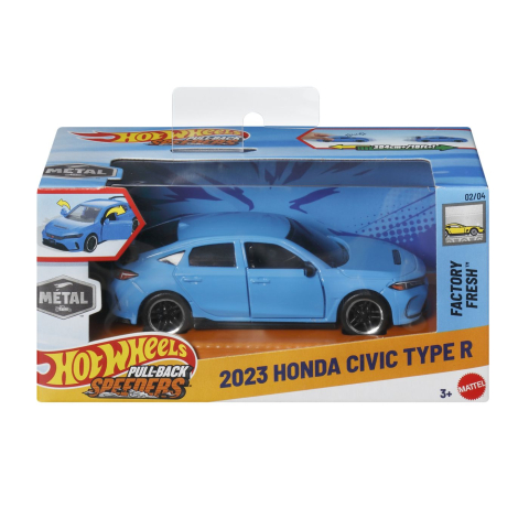 Avioane si Elicoptere jucărie - HOT WHEELS MASINUTA METALICA CU SISTEM PULL BACK HONDA CIVIC TYPE R 2023 FACTORY FRESH SCARA 1 LA 43