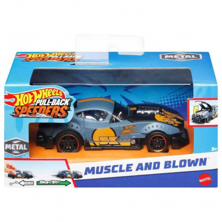 Masinute, Motociclete, Elicoptere, Avioane & Trenulete - Hot Wheels Masinuta Metalica Cu Sistem Pull Back Muscle And Blown Scara 1:43