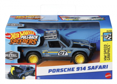 Jocuri si articole copii - HOT WHEELS MASINUTA METALICA CU SISTEM PULL BACK PORSCHE 914 SAFARI SCARA 1:43