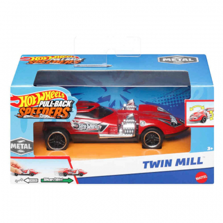 Masinute, Motociclete, Elicoptere, Avioane & Trenulete - Hot Wheels Masinuta Metalica Cu Sistem Pull Back Twin Mill Scara 1:43