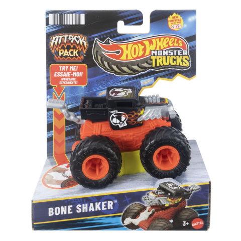 Vehicule și mașinuțe - HOT WHEELS MONSTER TRUCK ATTACK PACK CAMION BONE SHAKER SCARA 1 LA 64