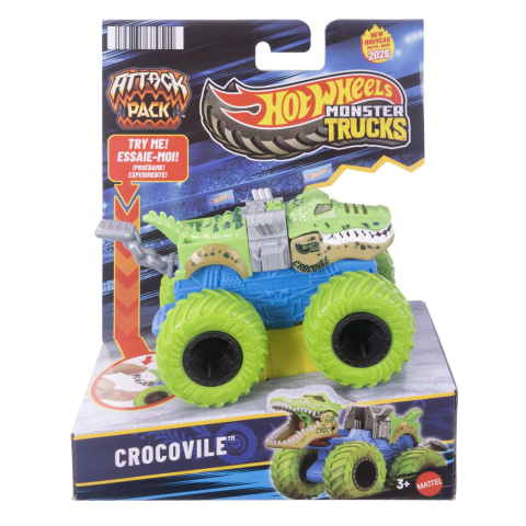 Vehicule și mașinuțe - HOT WHEELS MONSTER TRUCK ATTACK PACK CAMION CROCOVILE SCARA 1 LA 64