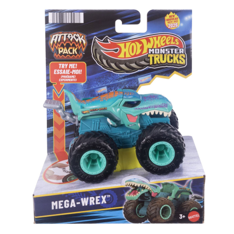 Vehicule și mașinuțe - HOT WHEELS MONSTER TRUCK ATTACK PACK CAMION MEGA WREX SCARA 1 LA 64