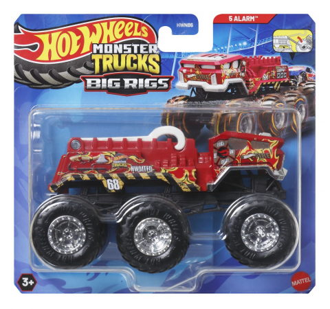 Jocuri si articole copii - HOT WHEELS MONSTER TRUCK BIG RIGS MASINUTA METALICA CU 6 ROTI 5 ALARM SCARA 1 LA 64