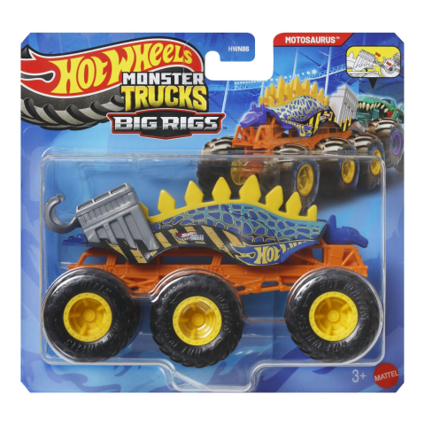 Jocuri de Rol - HOT WHEELS MONSTER TRUCK BIG RIGS MASINUTA METALICA CU 6 ROTI MOTOSAURUS SCARA 1 LA 64
