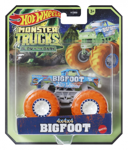 Jocuri si articole copii - Hot Wheels Monster Truck Glow In The Dark Masinuta Bigfoot Scara 1:64