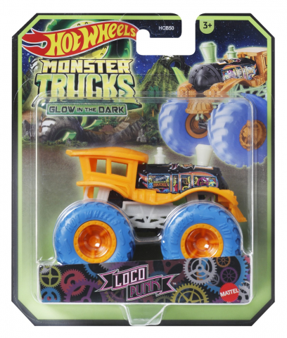 Jocuri si articole copii - Hot Wheels Monster Truck Glow In The Dark Masinuta Loco Punk Scara 1:64