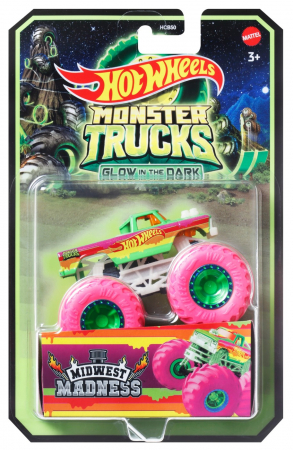 Masinute, Motociclete, Elicoptere, Avioane & Trenulete - Hot Wheels - Monster Truck Glow in the Dark Mașinuța Midwest Madness 1:64 