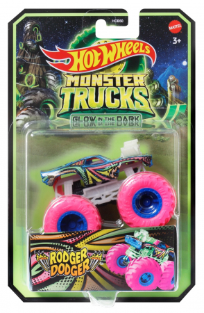 Masinute, Motociclete, Elicoptere, Avioane & Trenulete - Hot Wheels Monster Truck Glow in the Dark Rodger Dodger 1:64