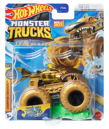 Masinute, Motociclete, Elicoptere, Avioane & Trenulete - Hot wheels monster truck masinuta shark wreak scara 1:64