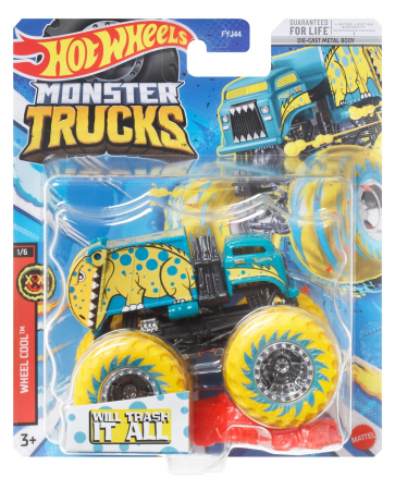 Masinute, Motociclete, Elicoptere, Avioane & Trenulete - Hot wheels monster truck masinuta will trash it all scara 1:64