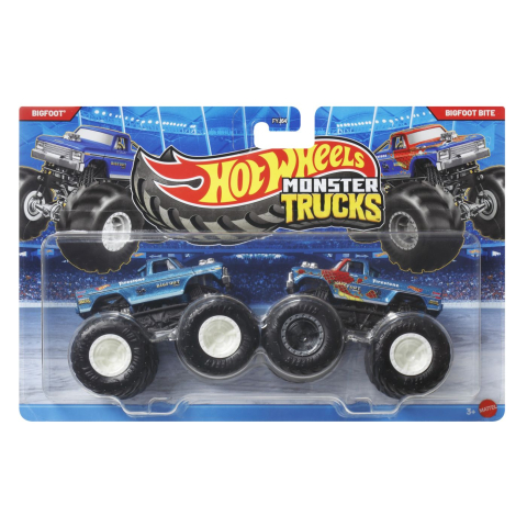 Vehicule și mașinuțe - HOT WHEELS MONSTER TRUCK SET 2 MASINI BIGFOOT SI BIGFOOT BITE SCARA 1 LA 64