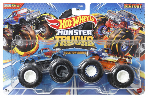 Jocuri si articole copii - Hot Wheels Monster Truck Set 2 Masini Scara 1 La 64 Bigbite Si Bigfoot