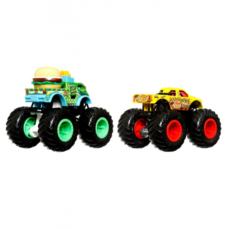 Hot wheels monster truck set 2 masini scara 1 la 64 buns of steel si all fried up [5]