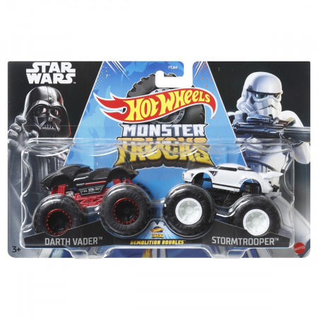 Masinute, Motociclete, Elicoptere, Avioane & Trenulete - Hot Wheels Monster Truck Set 2 Masini Scara 1 La 64 Darth Vader Si Stormtrooper