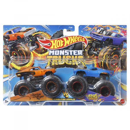 Masinute, Motociclete, Elicoptere, Avioane & Trenulete - Hot Wheels Monster Truck Set 2 Masini Scara 1 La 64 Dodger Charger Si Rodger Dodger