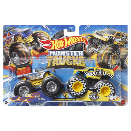 Masinute, Motociclete, Elicoptere, Avioane & Trenulete - Hot Wheels Monster Truck Set 2 Masini Scara 1 La 64 Haul Yall Si Taxi
