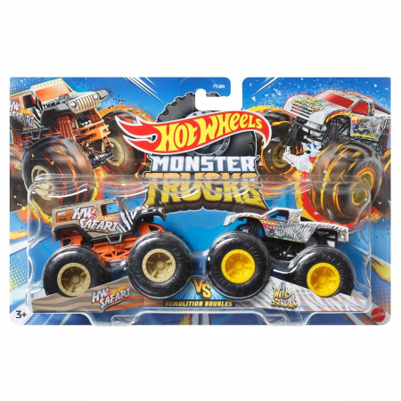 Masinute, Motociclete, Elicoptere, Avioane & Trenulete - Hot Wheels Monster Truck Set 2 Masini Scara 1 La 64 Hw Safari Si Wild Streak