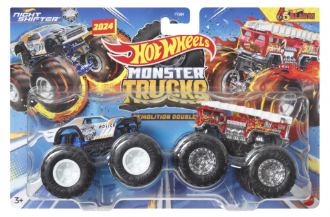 Jocuri si articole copii - Hot Wheels Monster Truck Set 2 Masini Scara 1 La 64 Night Shifter