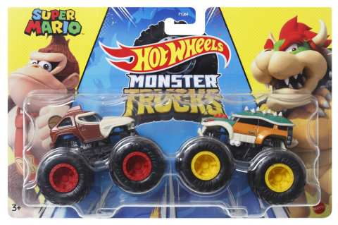 Jocuri si articole copii - Hot Wheels Monster Truck Set 2 Masini Scara 1 La 64 Super Mario
