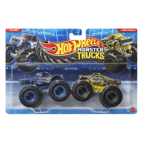 Vehicule și mașinuțe - HOT WHEELS MONSTER TRUCK SET 2 MASINI THE 909 SI PURE MUSCLE SCARA 1 LA 64