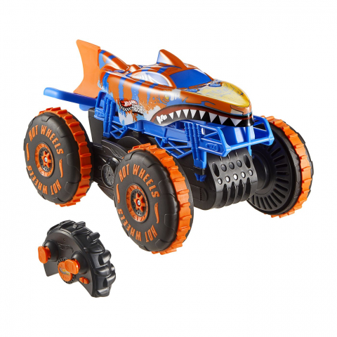 HOT WHEELS MONSTER TRUCK SHARKS VS DINOS MASINA CU TELECOMANDA TIGER SHARK CLIMBER [1]