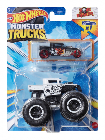 Jocuri si articole copii - Hot Wheels Monster Truck Si Masinuta Metalica Bone Shaker