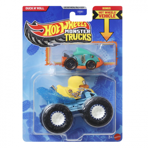 Jocuri si articole copii - HOT WHEELS MONSTER TRUCK SI MASINUTA METALICA DUCK N ROLL
