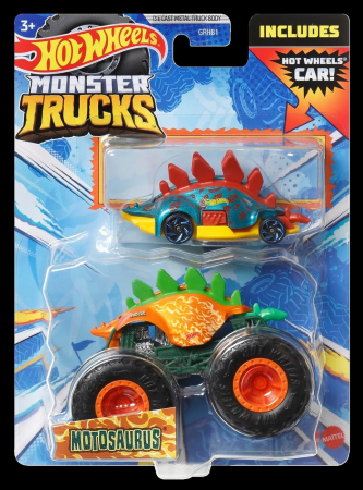 Masinute, Motociclete, Elicoptere, Avioane & Trenulete - Hot Wheels Monster Truck Si Masinuta Metalica Motosaurus