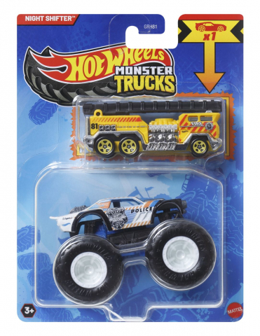 Jocuri si articole copii - HOT WHEELS MONSTER TRUCK SI MASINUTA METALICA NIGHT SHIFTER