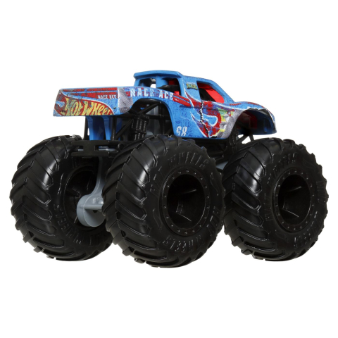 HOT WHEELS MONSTER TRUCK SI MASINUTA METALICA RACE ACE ALBASTRU [3]