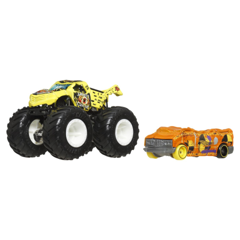 HOT WHEELS MONSTER TRUCK SI MASINUTA METALICA TOTALED GALBEN [1]
