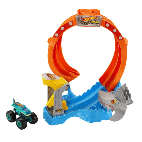 HOT WHEELS MONSTER TRUCKS PISTA SPIRALA IZBIREA RECHINULUI CU 1 MASINUTA MEGA WREX INCLUSA [1]