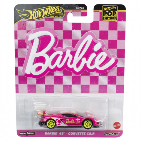 Jocuri si articole copii - HOT WHEELS POP CULTURE MASINUTA METALICA BARBIE 65 CORVETTE C8 R SCARA 1:64