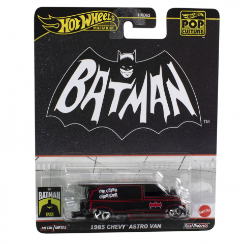Jocuri si articole copii - HOT WHEELS POP CULTURE MASINUTA METALICA BATMAN CHEVY 1985 ASTRO VAN SCARA 1:64