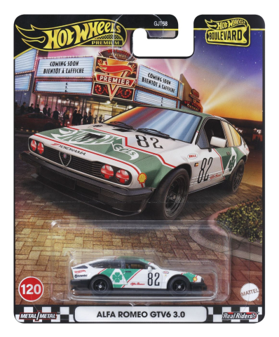 Avioane si Elicoptere jucărie - HOT WHEELS PREMIUM BOULEVARD MASINUTA METALICA ALFA ROMEO GTV6 3.0 SCARA 1 LA 64