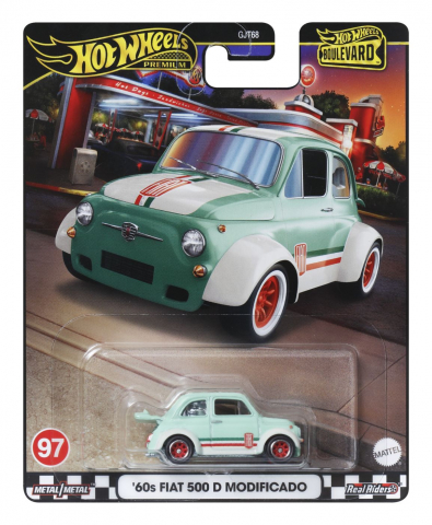 Jocuri si articole copii - HOT WHEELS PREMIUM BOULEVARD MASINUTA METALICA FIAT 500 D MODIFICADO SCARA 1:64