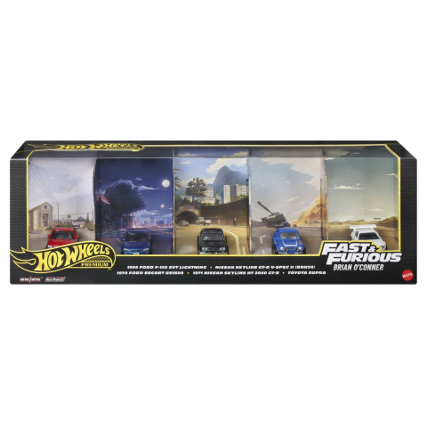 Vehicule și mașinuțe - HOT WHEELS PREMIUM FAST AND FURIOUS SET 5 MASINUTE METALICE SCARA 1 LA 64