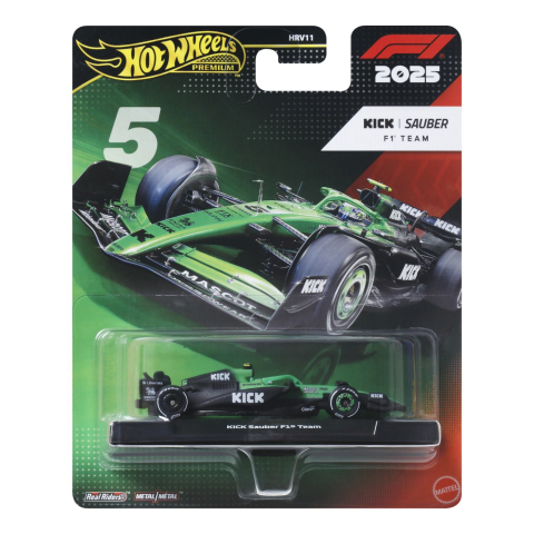HOT WHEELS PREMIUM REAL RIDERS FORMULA 1 2024 MASINUTA METALICA KICK SAUBER F1 TEAM NUMARUL 5 SCARA 1 LA 64 [0]