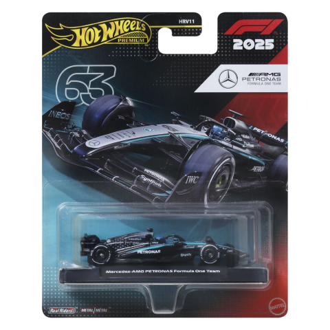 Jocuri si articole copii - HOT WHEELS PREMIUM REAL RIDERS FORMULA 1 2024 MASINUTA METALICA MERCEDES AMG PETRONAS FORMULA ONE TEAM SCARA 1 LA 64