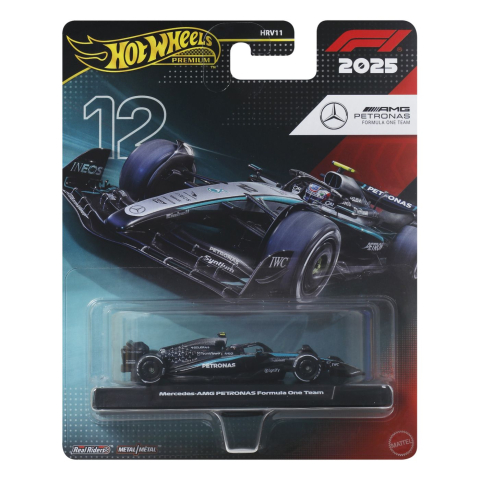 Vehicule și mașinuțe - HOT WHEELS PREMIUM REAL RIDERS FORMULA 1 2024 MASINUTA METALICA MERCEDES AMG PETRONAS FORMULA ONE TEAM SCARA 1 LA 64