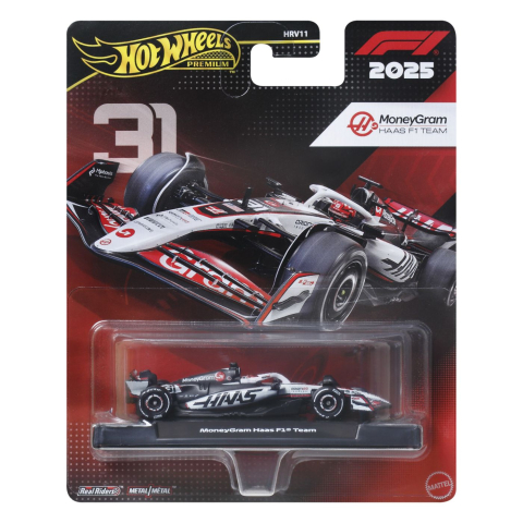 Jocuri si articole copii - HOT WHEELS PREMIUM REAL RIDERS FORMULA 1 2024 MASINUTA METALICA MONEYGRAM HAAS  F1 TEAM SCARA 1 LA 64