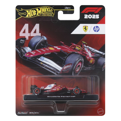 Vehicule și mașinuțe - HOT WHEELS PREMIUM REAL RIDERS FORMULA 1 2024 MASINUTA METALICA SCUDERIA FERRARI HP SCARA 1 LA 64